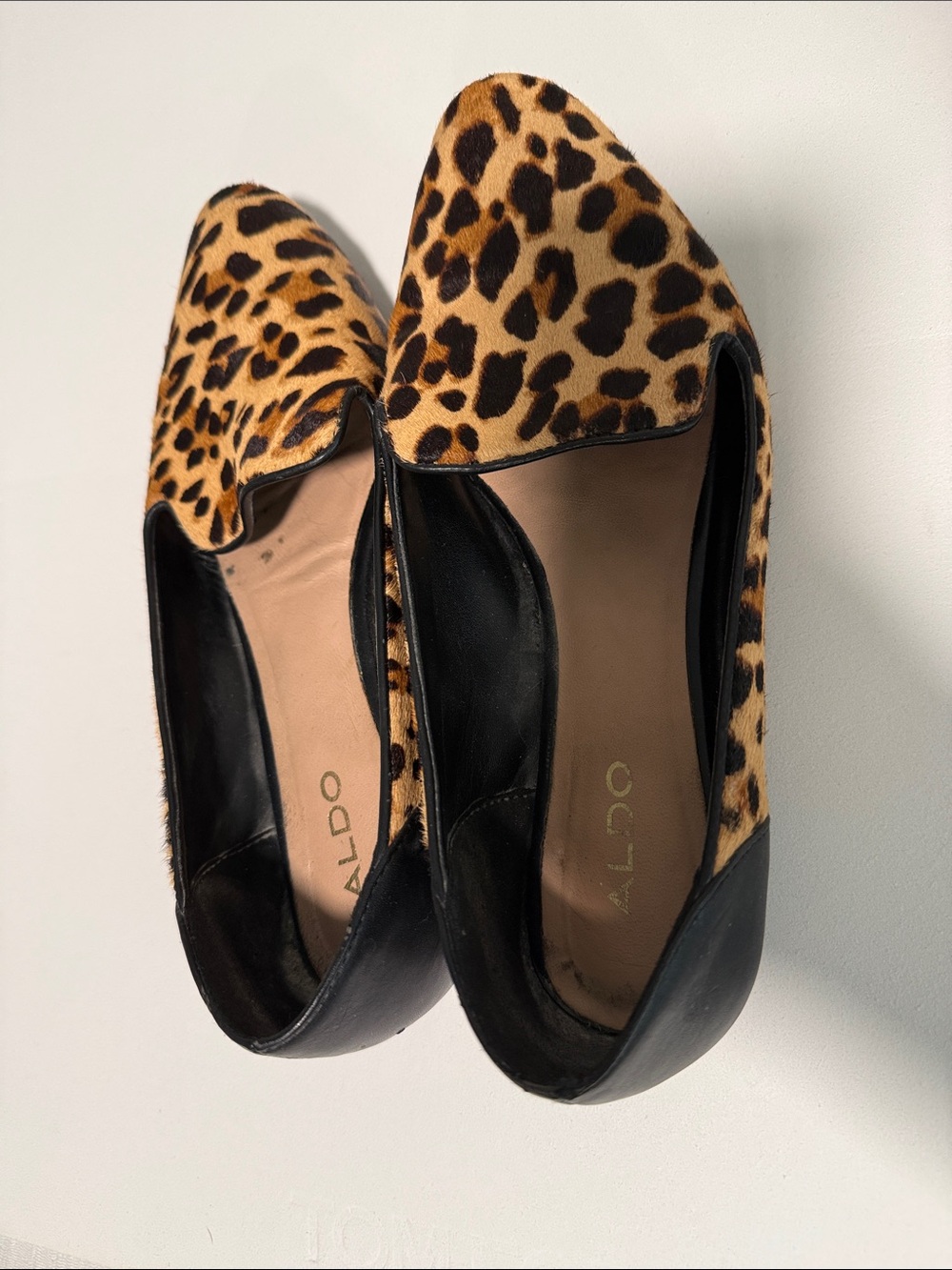 ALDO Leopard-Print Slip-On Loafers in Tan & Black